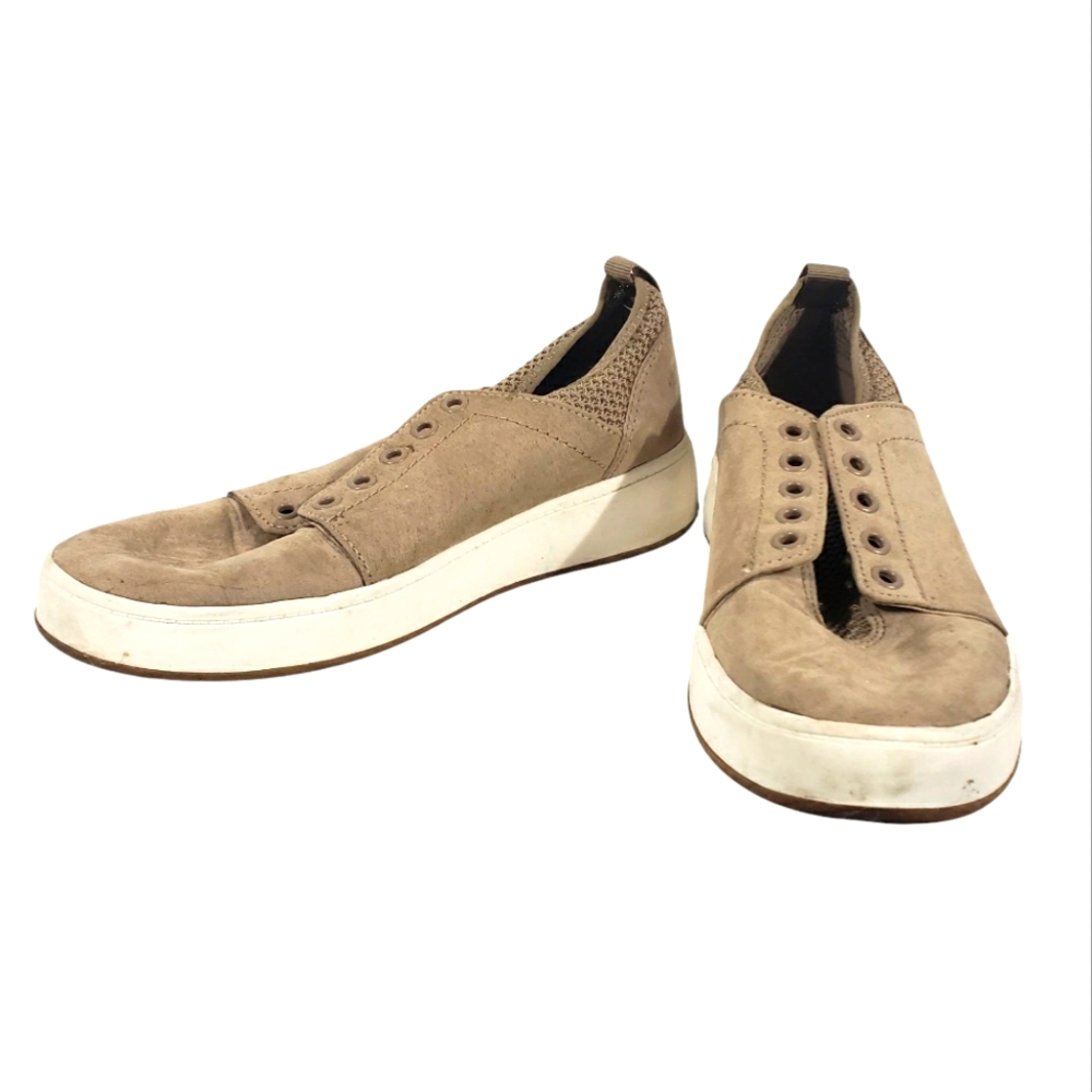 NORDSTROM RACK Tan Beige Lace Up Low Top Casual Suede Sneakers Shoes Size 7.5M